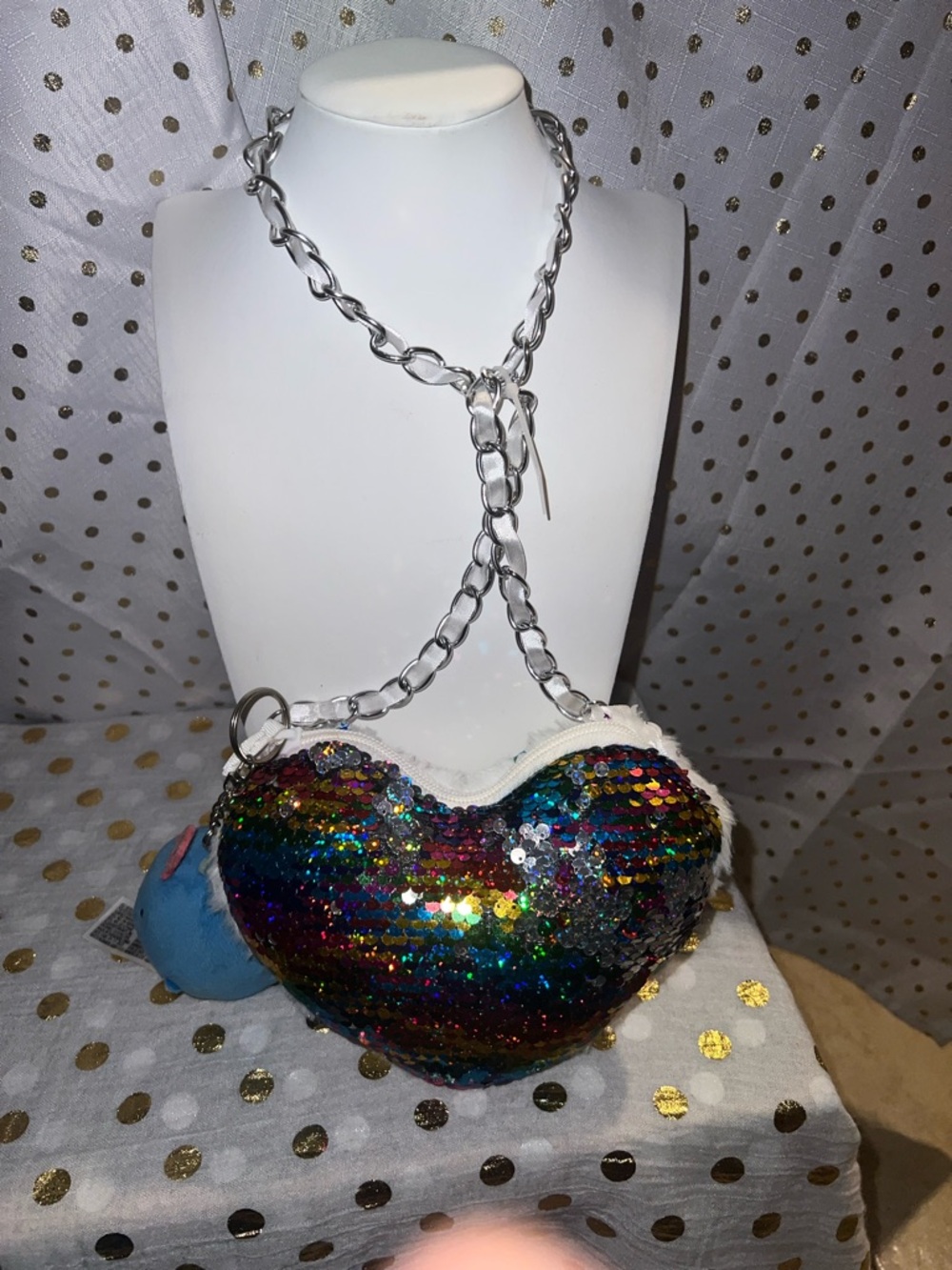 Sequin Rainbow Heart Crossbody Bag